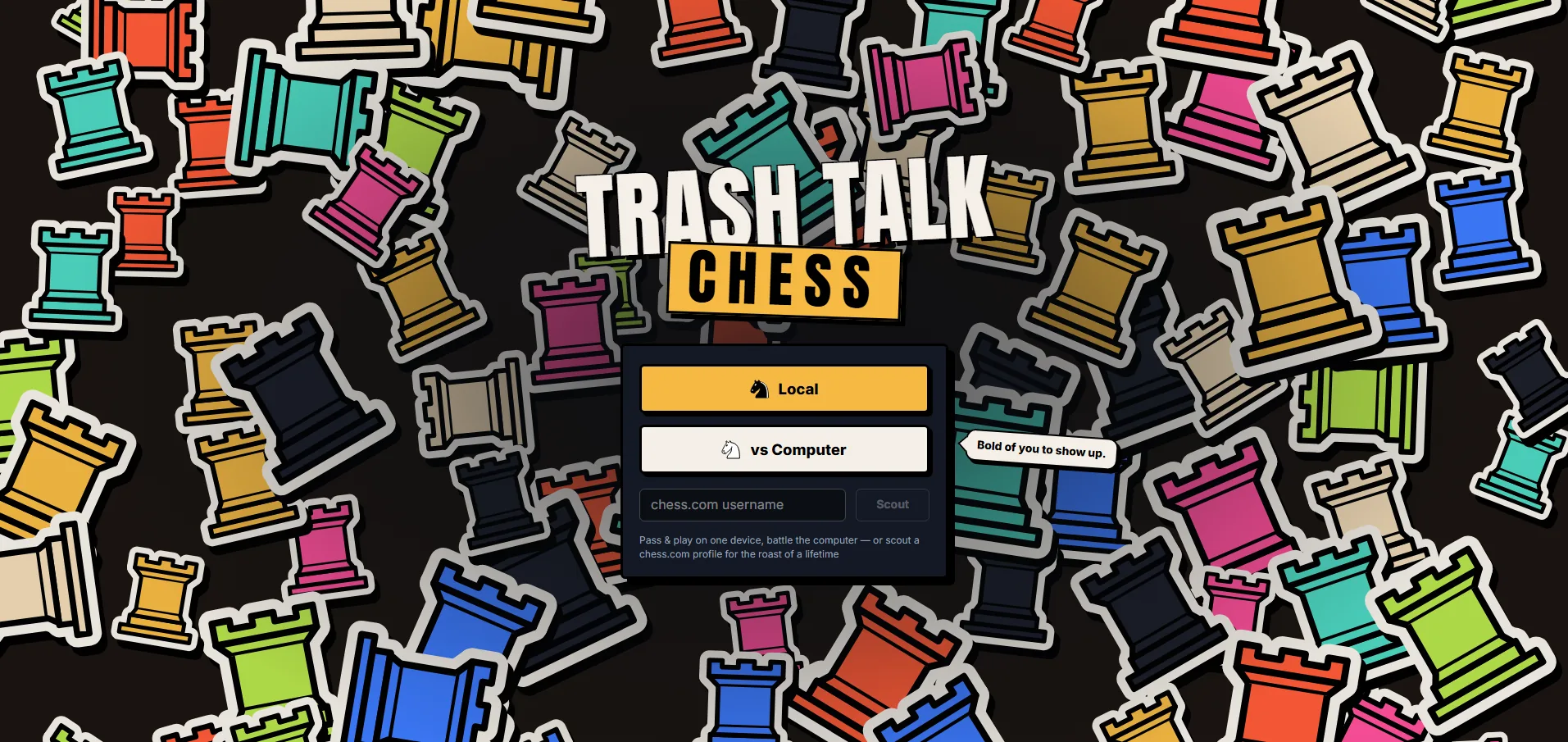 Trash Talk Chess — play against a trash-talking Stockfish engine, project by Axel Barraza