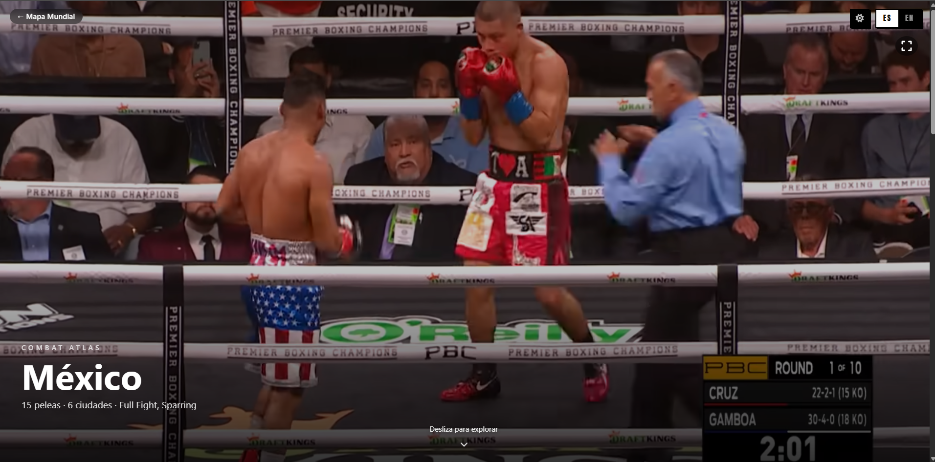 CombatAtlas country page — curated fight footage from México